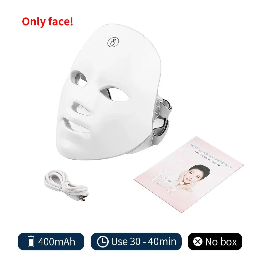 Wireless 7 Colors LED Face Beauty Machine Photon Facial Neck Skin